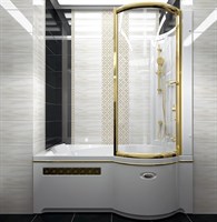 Стенка со стеклянной шторкой Радомир на ванну Валенсия (золото)